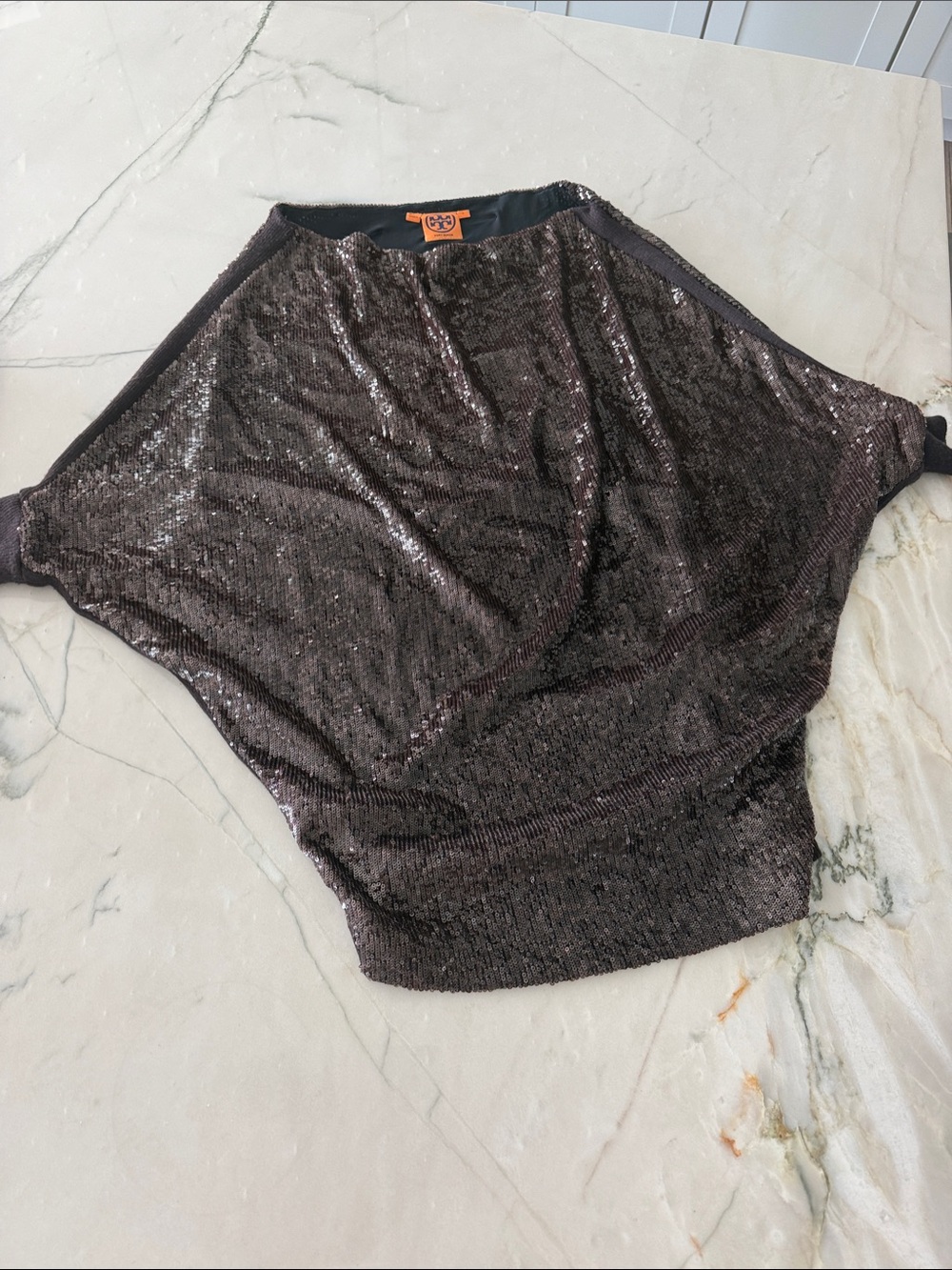 Tory Burch Dark Espresso Sequin Dolman Sleeve Sweater